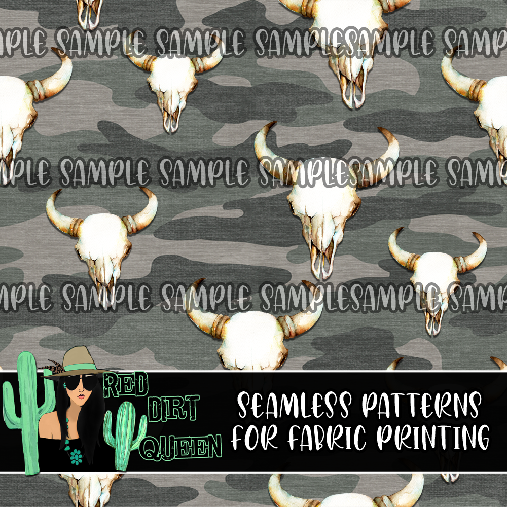 Seamless Pattern Camo Skulls