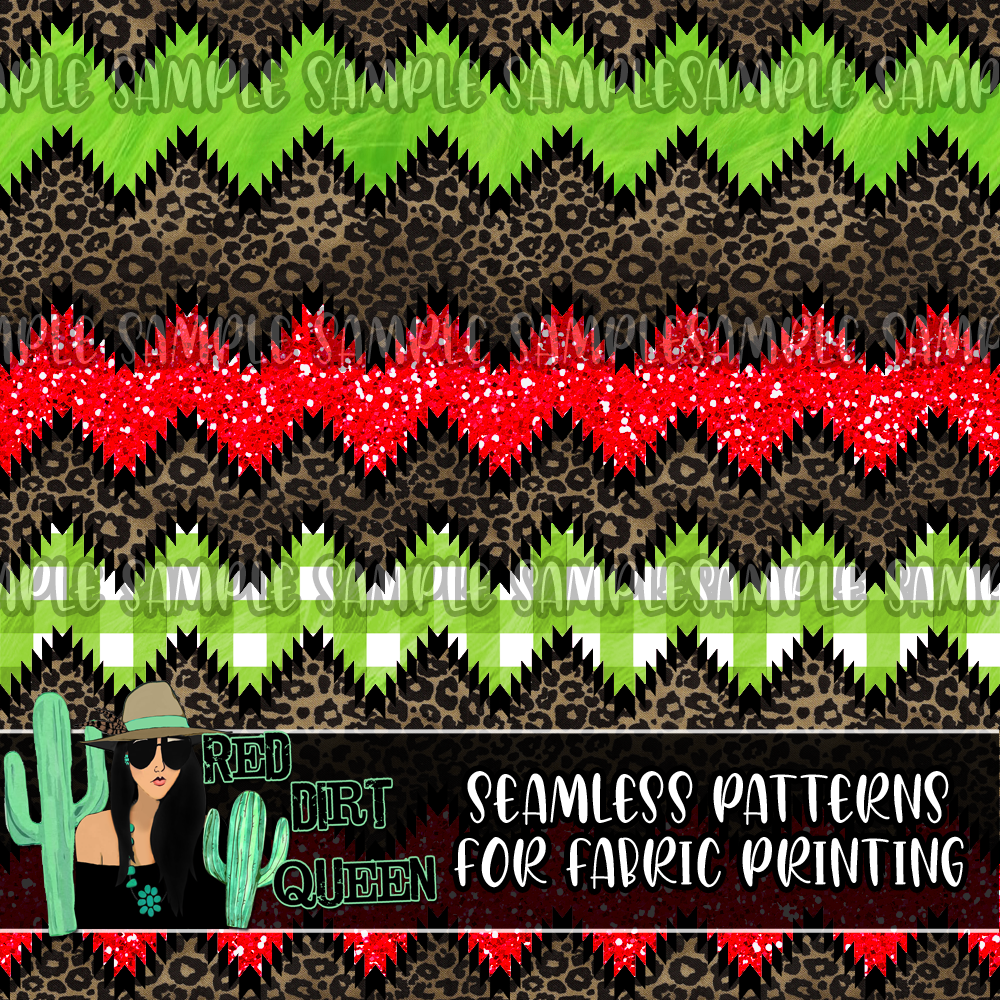 Seamless Pattern Leopard Christmas Stripes