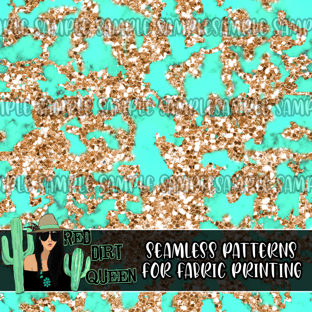 Seamless Pattern Chunky Glitter Turquoise