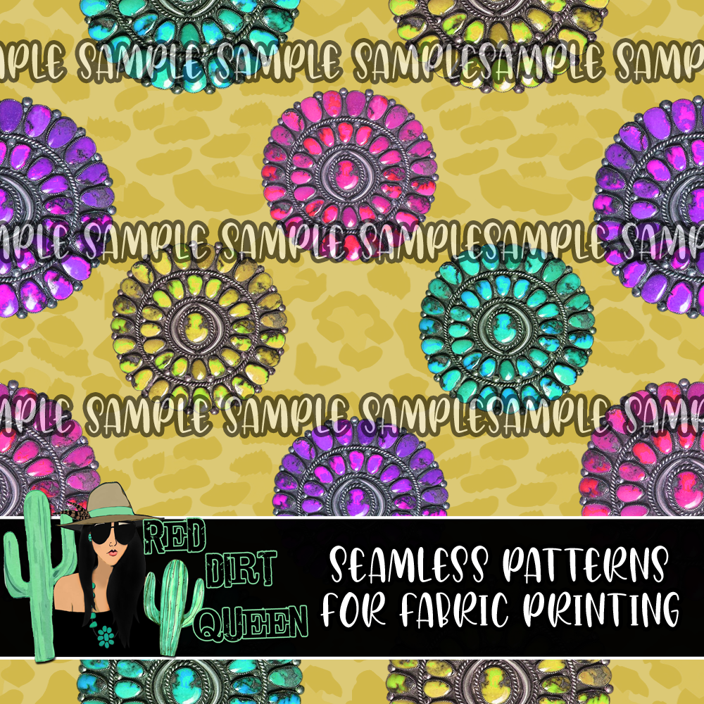 Seamless Pattern Colorful Stones Yellow Leopard