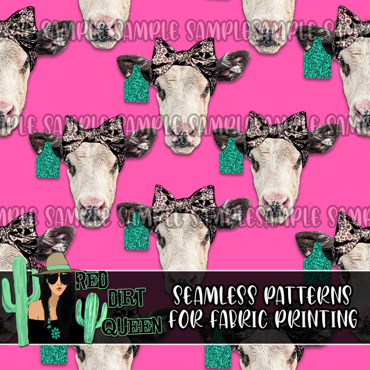 Seamless Pattern leopard Headband Cows Pink