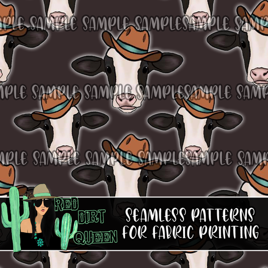 Seamless Pattern The Cowboy Cow