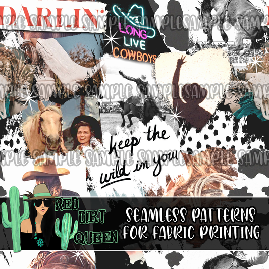Seamless Pattern The Wild Cowgirl