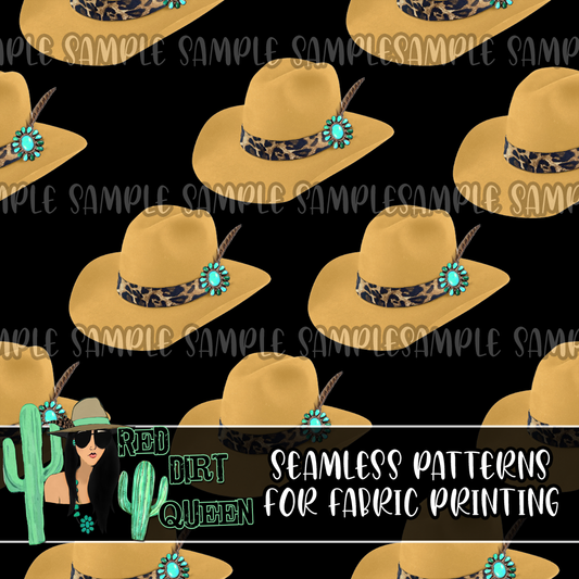 Seamless Pattern Leopard Cowgirl Hat Band Feather