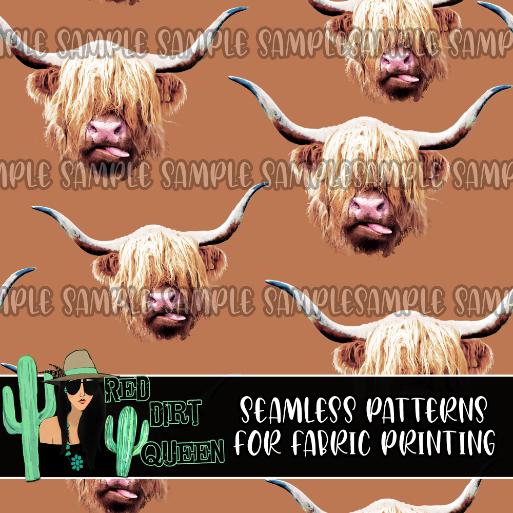 Seamless Pattern Crazy Cows Brown