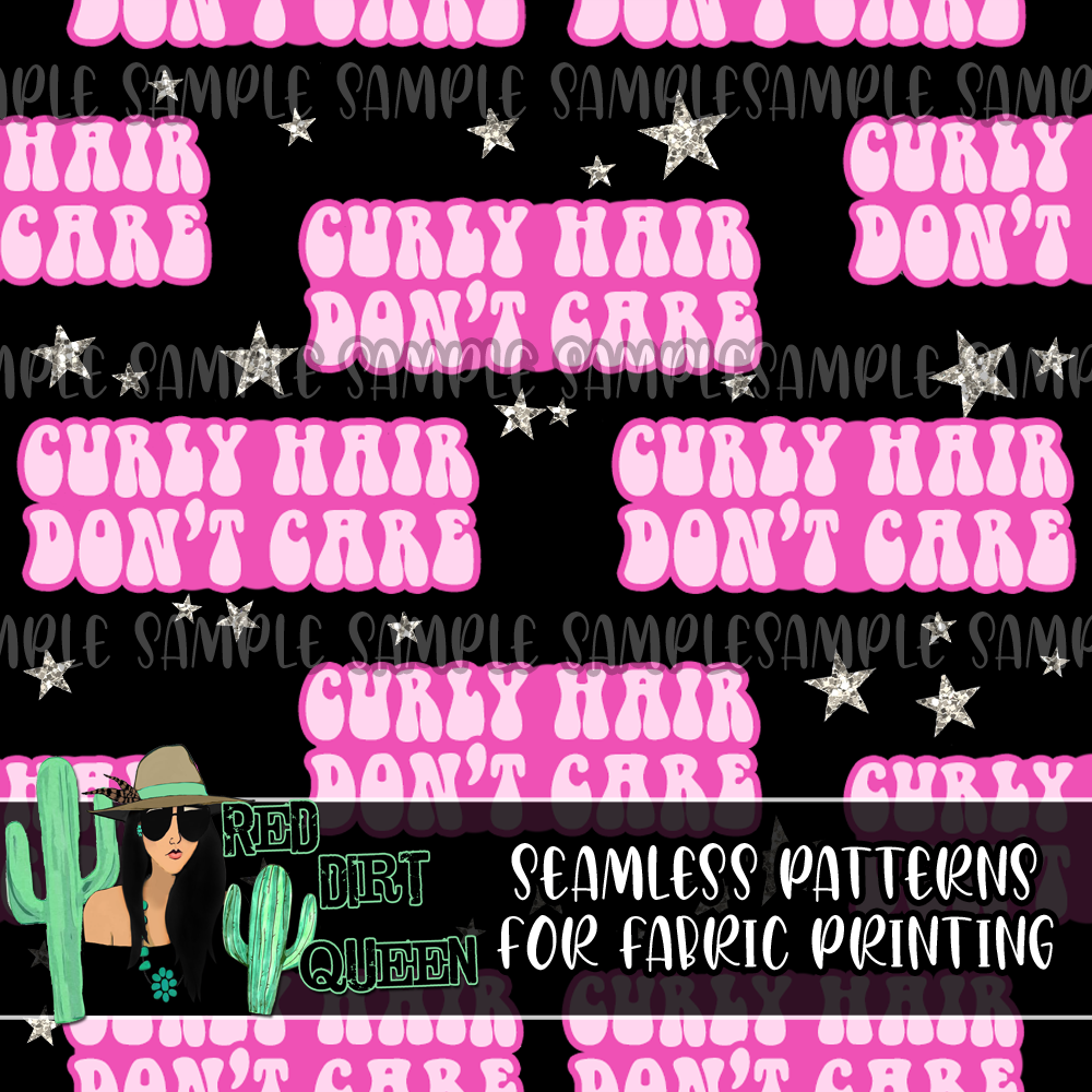 Seamless Pattern Curly Hair Don't Care