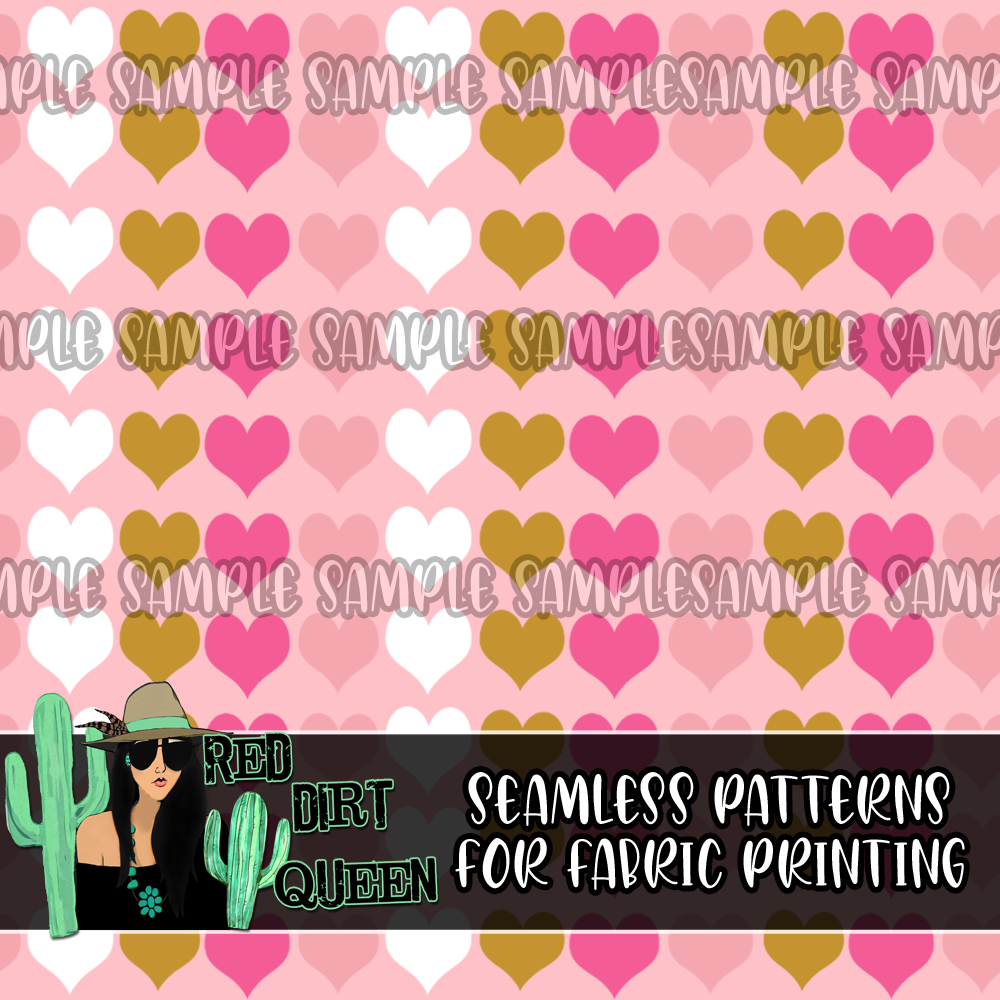 Seamless Pattern Small Colorful Hearts Pink