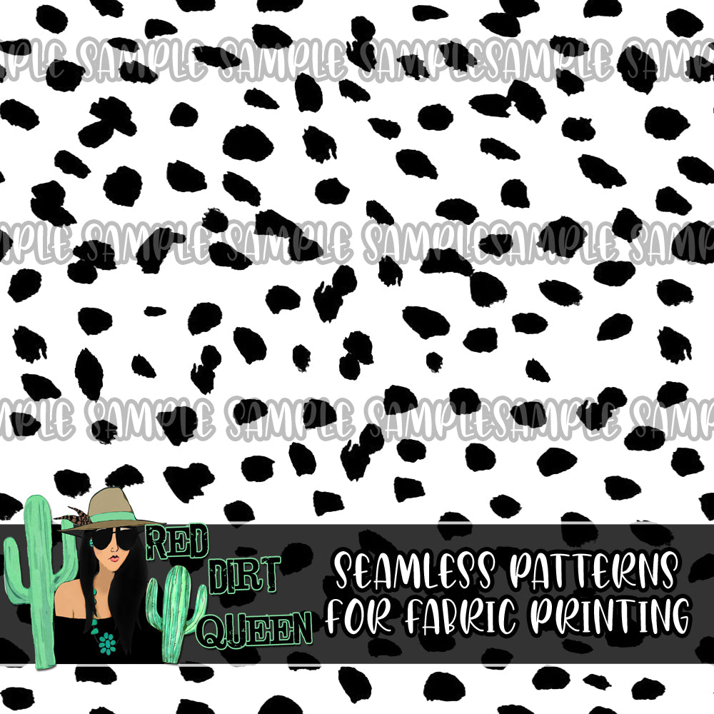 Seamless Pattern Dalmatian Spots Black White
