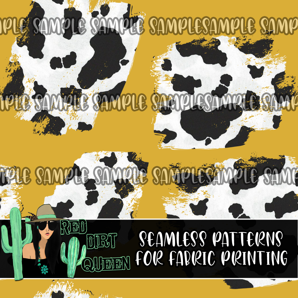 Seamless Pattern Cow Patches Yellow