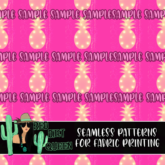 Seamless Pattern Distressed Pink Pineapple Lights