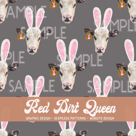 Seamless Pattern Easter Bunny Cow Grey