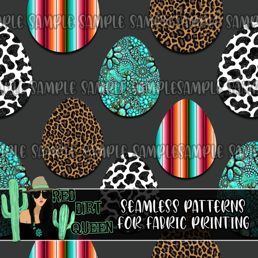Seamless Pattern Western Easter Egg Mix