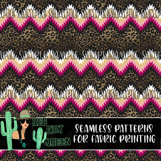 Seamless Pattern Leopard Pink Aztec Stripe