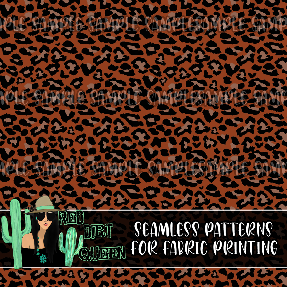 Seamless Pattern Rust Orange Leopard