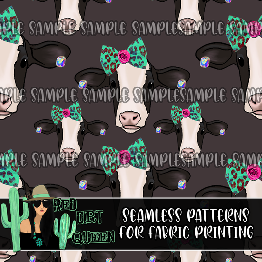 Seamless Pattern Fancy Cow Bows