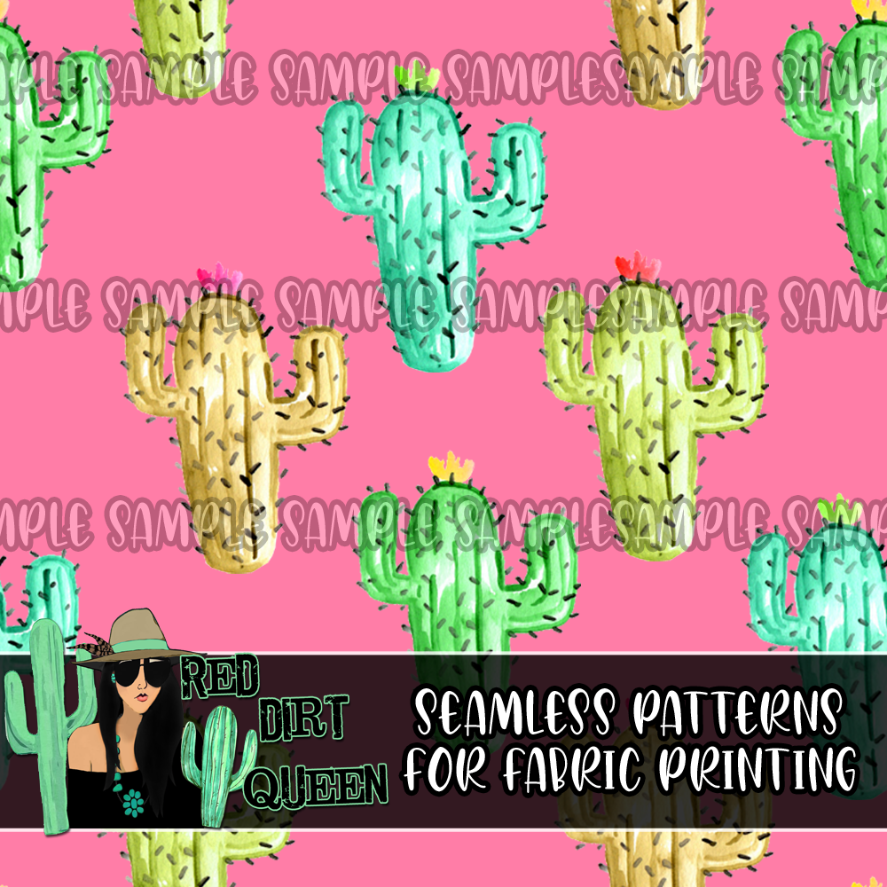 Seamless Pattern Fiesta Cactus Pink