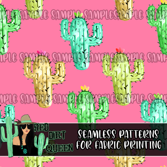 Seamless Pattern Fiesta Cactus Pink