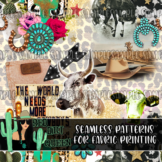 Seamless Pattern More Cowboys Girly Collage