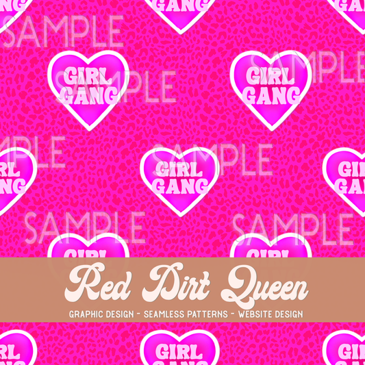 Seamless Pattern Neon Pink Girl Gang Leopard