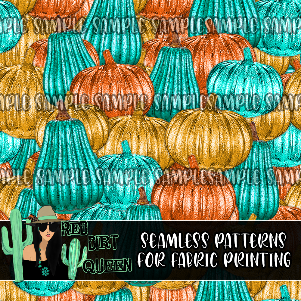 Seamless Pattern Mercury Glass Pumpkins