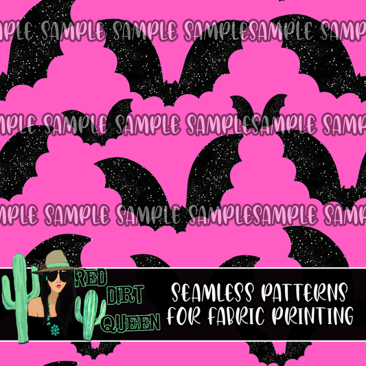 Seamless Pattern Pink Black Glitter Bats