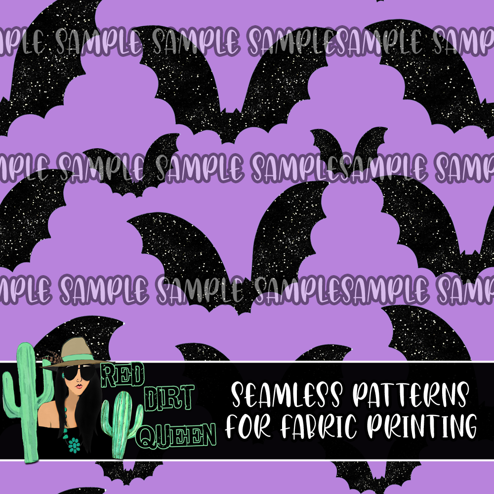 Seamless Patter Purple Black Glitter Bats