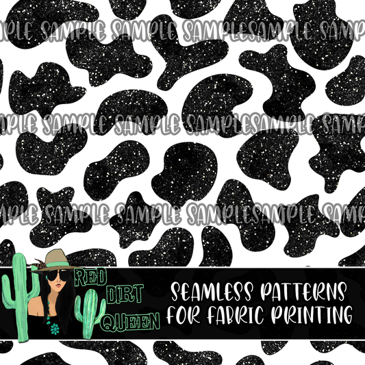 Seamless Pattern Glitter Cow Solid White Background