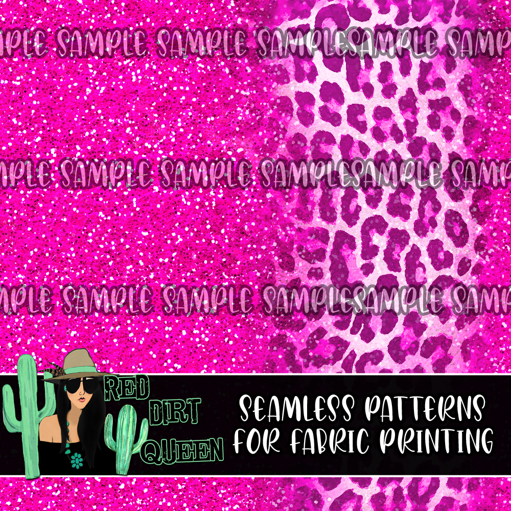 Seamless Pattern Pink Glitter Leopard Fade
