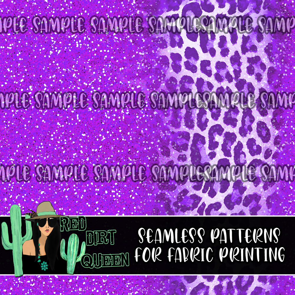 Seamless Pattern Purple Glitter Leopard Fade