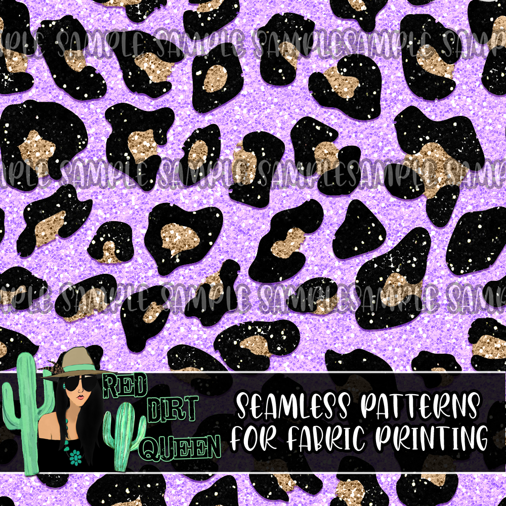 Seamless Pattern Glitter Leopard Purple