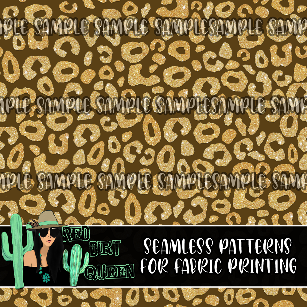 Seamless Pattern Gold Glitter Leopard Brown