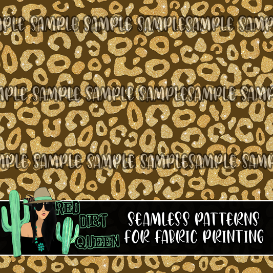 Seamless Pattern Gold Glitter Leopard Brown