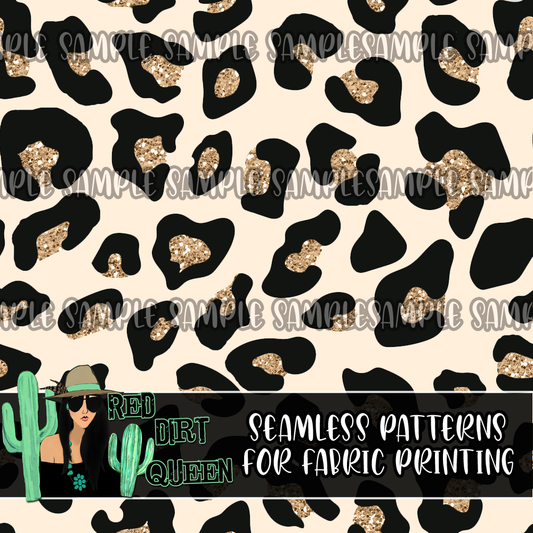 Seamless Pattern Leopard Print Glitter Gold