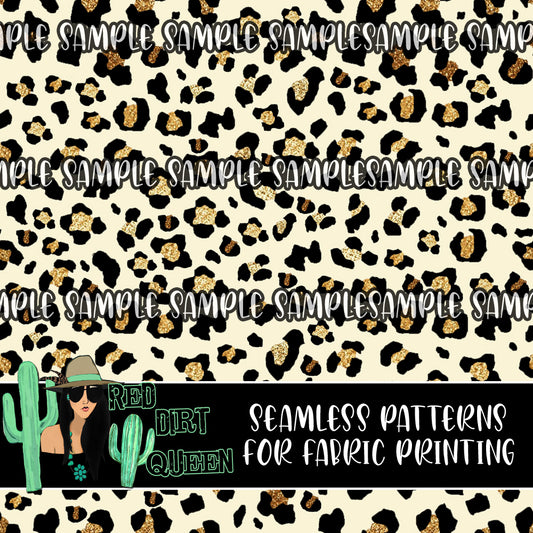 Seamless Pattern Gold Shimmer Leopard
