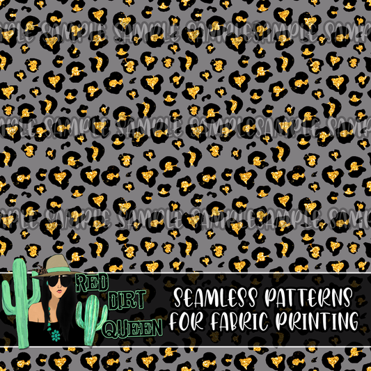 Seamless Pattern Small Grey Gold Glitter Leopard