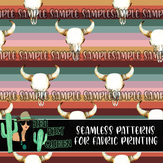 Seamless Pattern Moody Stripe Skulls