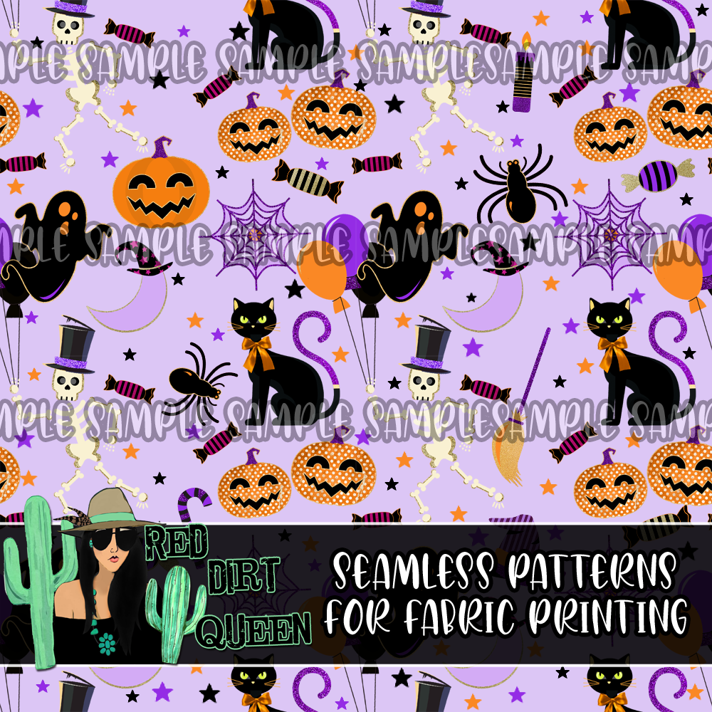 Seamless Pattern Halloween Party Purple