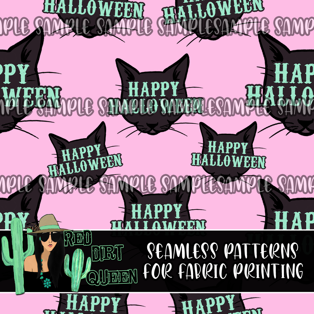 Seamless Pattern Halloween Black Cats