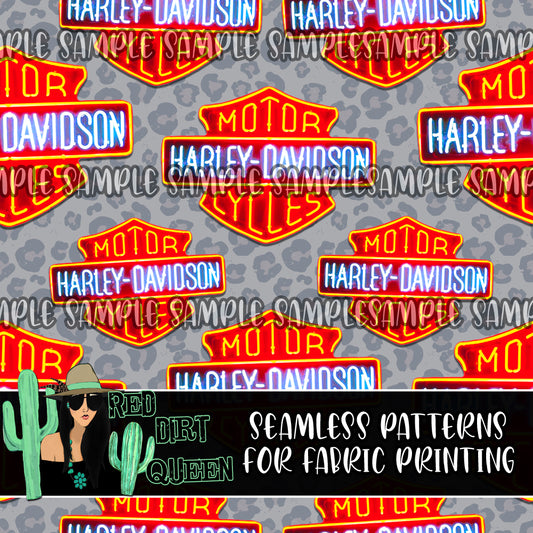 Seamless Pattern Leopard Harley Signs