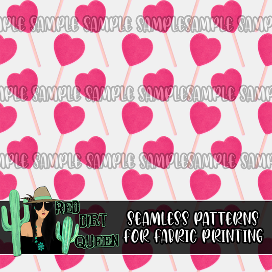Seamless Pattern Heart Suckers Pink