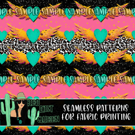 Seamless Pattern Leopard Floral Wing Stripes