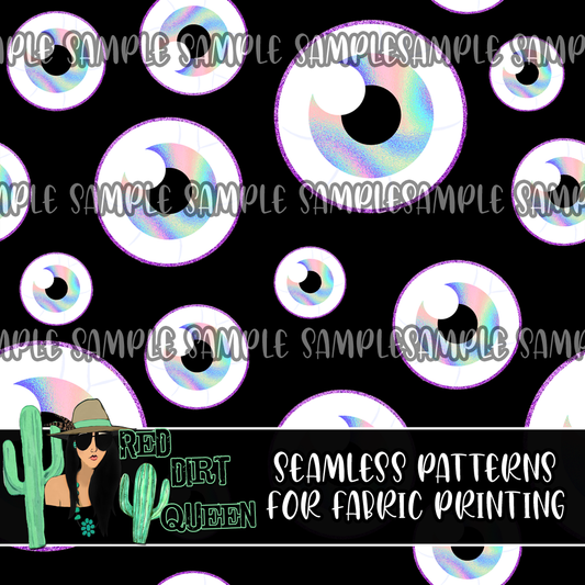 Seamless Pattern Holographic Spooky Eyeballs