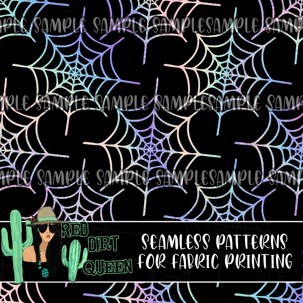 Seamless Pattern Holographic Spider Webs