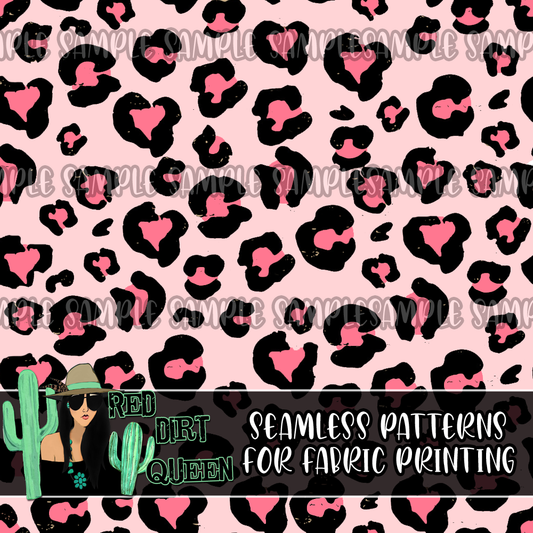 Seamless Pattern Light Pink Black Leopard