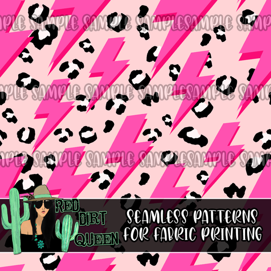 Seamless Pattern Pink Bolts Black White Leopard
