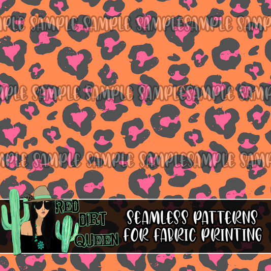 Seamless Pattern Pink Orange Leopard