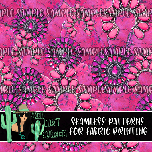 Seamless Pattern Hot Pink Stones