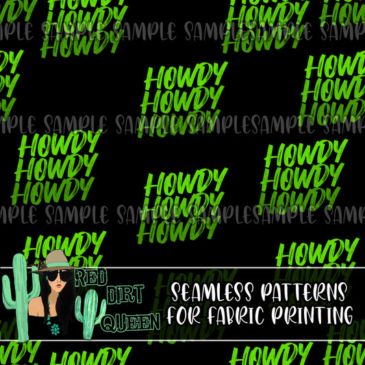 Seamless Pattern Neon Green Howdy