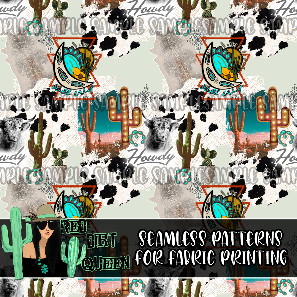 Seamless Pattern Wild West Collage