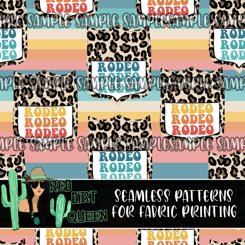 Seamless Pattern Leopard Rodeo Tag Stripe